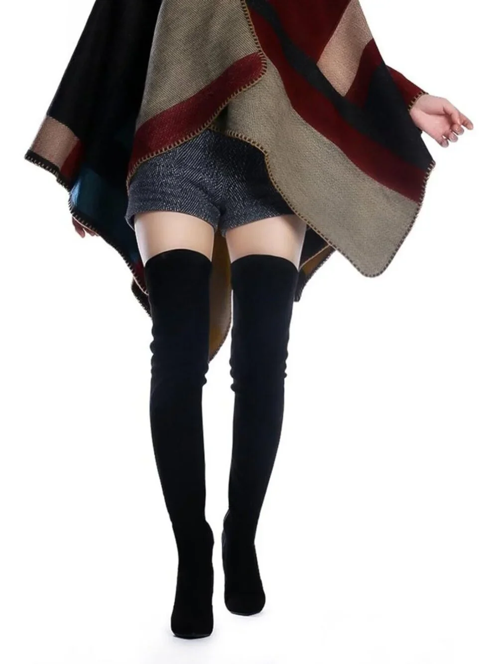 Stylish Over The Knee Stretch Suede Chunky Heel Boots for Women - Thigh High